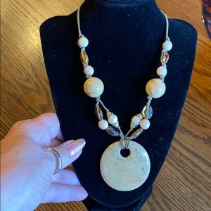 Boho brown and tan statement necklace NWOT